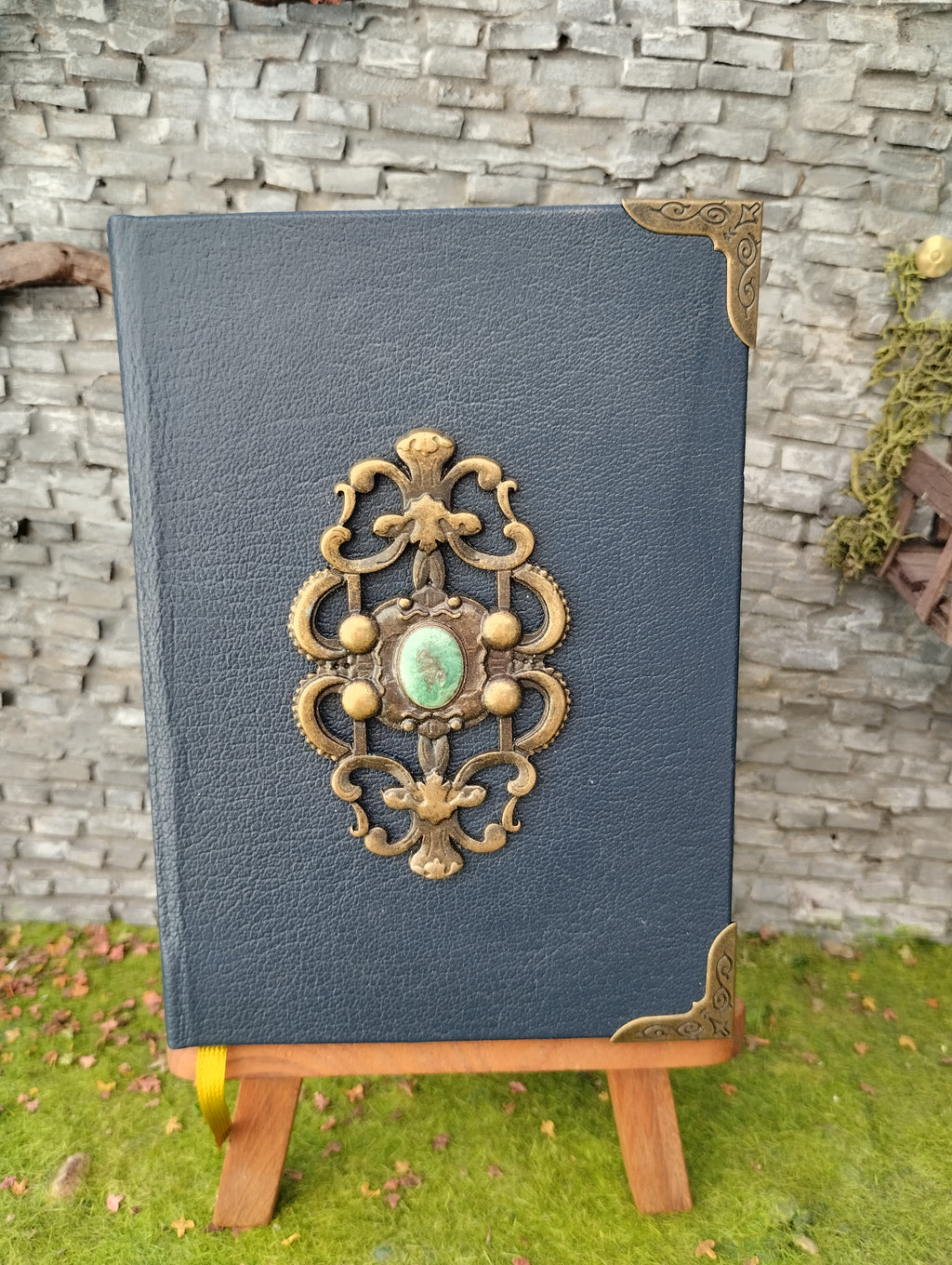 Carnet A6 cuir bleu "vintage"