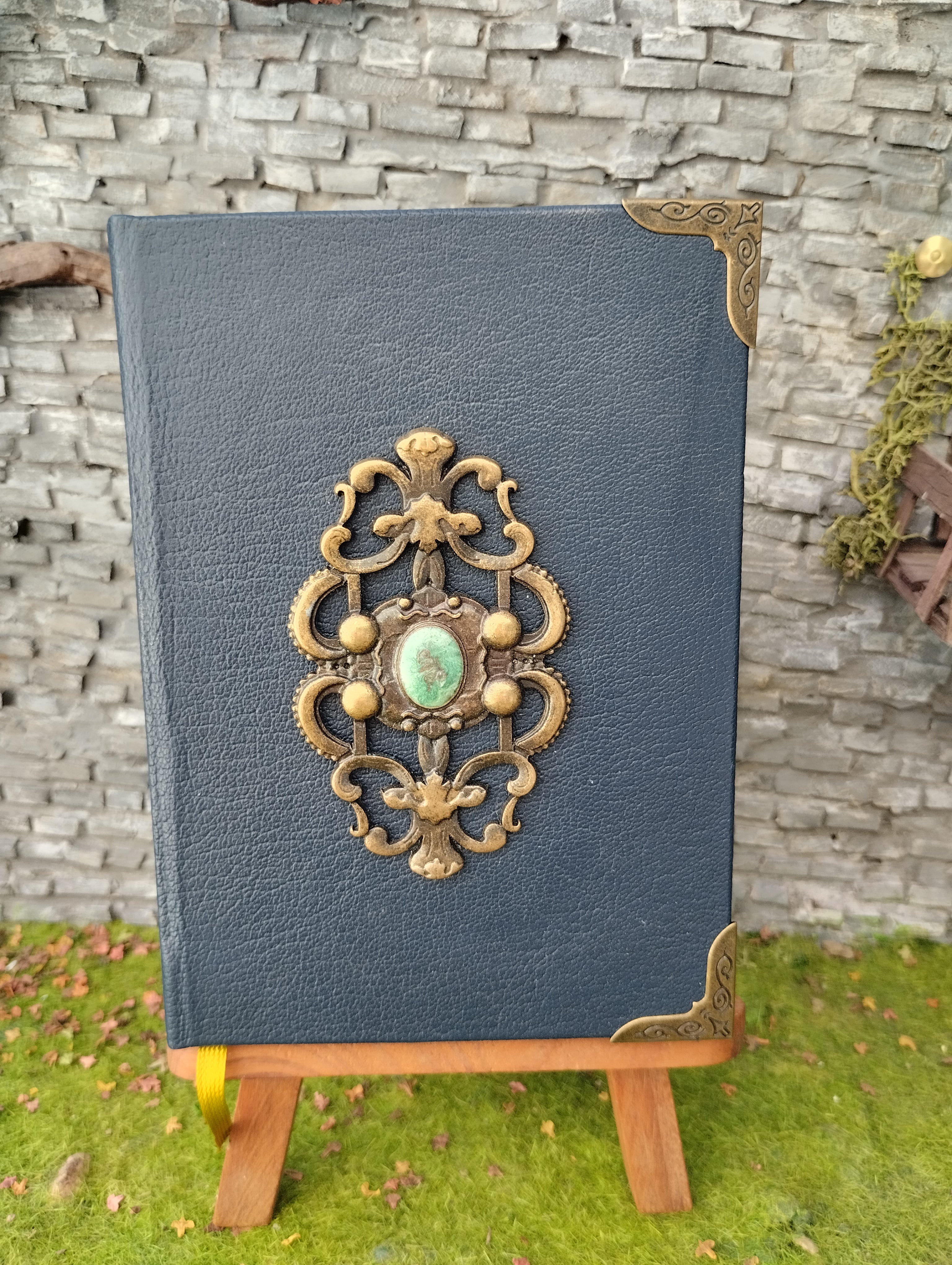Carnet A6 cuir bleu "vintage"