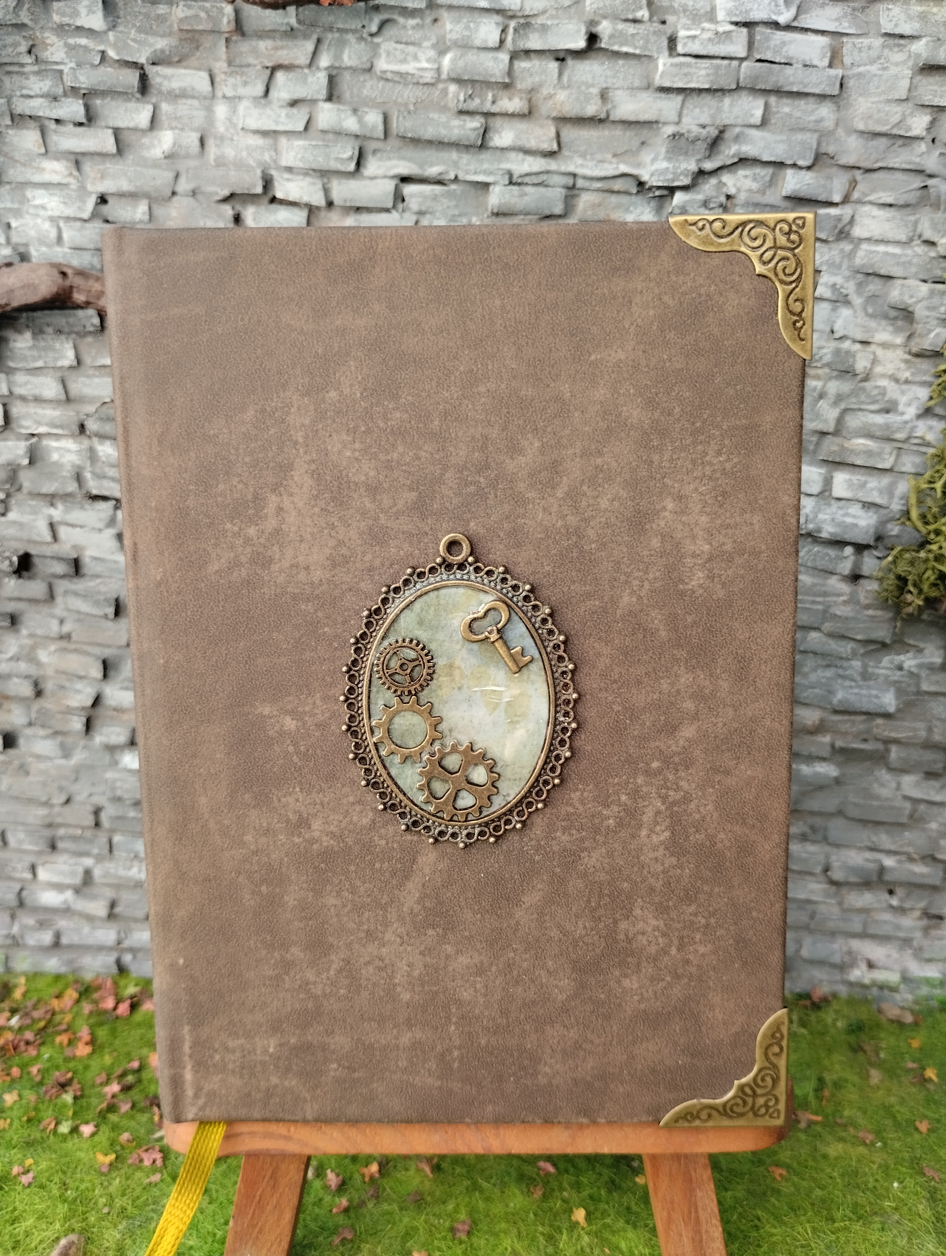 Carnet A6 cuir "steampunk"